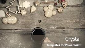  Presentation with mulled wine - Amazing PPT layouts having christmas decorations home made ginger bread and woman's hand on mulled wine on rustic wooden background backdrop and a gray colored foreground