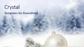  Presentation with christmas fireplace log fire burns - Beautiful presentation theme featuring christmas decorations in snow - firs backdrop and a  colored foreground