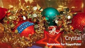  Presentation with storage - PPT theme with stockroom - christmas decorations mixed in storage background and a tawny brown colored foreground
