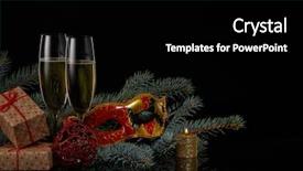  Presentation with year still life christmas - Slides having christmas decorations on a black background and a black colored foreground