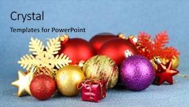  Presentation with christmas silver blue turquoise baubles - Presentation theme enhanced with christmas decorations on blue background background and a  colored foreground