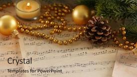  Presentation with christmas music - Slides featuring christmas decorations on music sheets background and a soft green colored foreground