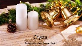  Presentation with music sheets - Presentation theme enhanced with christmas decorations on music sheets background and a coral colored foreground