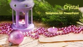  Presentation with music sheets - PPT theme with christmas decorations on music sheets background and a tawny brown colored foreground