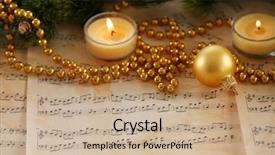  Presentation with music sheets - PPT theme having christmas decorations on music sheets background and a soft green colored foreground