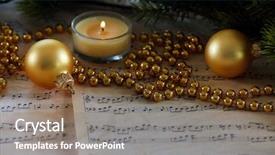  Presentation with music sheets - PPT layouts with christmas decorations on music sheets background and a coral colored foreground