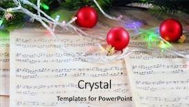  Presentation with music sheets - PPT theme with christmas decorations on music sheets background and a light gray colored foreground