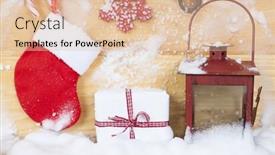  Presentation with vintage christmas - Theme featuring christmas decorations on rustic wooden background - vintage photo background and a lemonade colored foreground