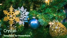  Presentation with fir tree - PPT layouts with christmas decorations on the branches background and a forest green colored foreground