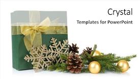  Presentation with christmas gift wrap - Theme consisting of christmas decorations on white background background and a white colored foreground