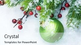 Presentation with snow - Presentation design featuring christmas decorations over snow background background and a cool aqua colored foreground