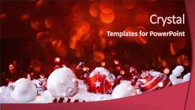  Presentation with christmas red - Colorful PPT layouts enhanced with christmas decorations with balls backdrop and a  colored foreground