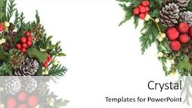 Presentation with christmas red - Presentation theme having christmas decorative border with red background and a white colored foreground