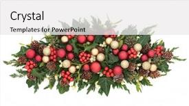  Presentation with red gold white - Presentation having christmas decorative centrepiece with red background and a white colored foreground