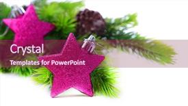  Presentation with fir tree - Slide deck consisting of christmas decorative stars on fir background and a violet colored foreground