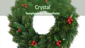  Presentation with white christmas - Cool new PPT layouts with christmas decorative wreath with leafs backdrop and a tawny brown colored foreground