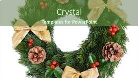  Presentation with white christmas - Slides consisting of christmas-decorative-wreath-with-leafs background and a tawny brown colored foreground