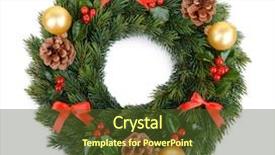  Presentation with hawaiian luau hanging decorative christmas - Amazing PPT layouts having christmas decorative wreath with leafs backdrop and a tawny brown colored foreground