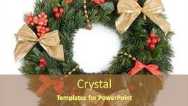  Presentation with white christmas - Cool new presentation theme with christmas-decorative-wreath-with-leafs backdrop and a tawny brown colored foreground
