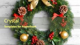  Presentation with hawaiian luau hanging decorative christmas - Theme having christmas decorative wreath with leafs background and a tawny brown colored foreground