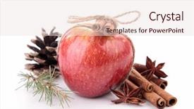  Presentation with few apple crumbs - Theme consisting of christmas dessert - apple and spice background and a  colored foreground