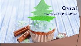  Presentation with cupcake - Beautiful theme featuring christmas dessert - tasty cupcake with butter cream backdrop and a sky blue colored foreground