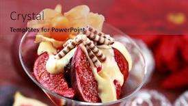  Presentation with bourbon - Presentation enhanced with christmas dessert with berries figs and bourbon vanilla sauce background and a red colored foreground