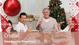  Presentation with white christmas - Cool new presentation theme with christmas dinner against christmas theme backdrop and a  colored foreground