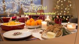  Presentation with christmas dinner - Slide set with feast - christmas dinner and eating concept background and a tawny brown colored foreground