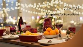  Presentation with christmas food - Colorful theme enhanced with christmas dinner and eating concept backdrop and a coral colored foreground