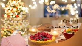  Presentation with christmas food - Presentation consisting of christmas-dinner-and-eating-concept background and a coral colored foreground