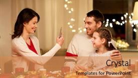  Presentation with christmas holidays - Presentation design with christmas dinner and taking picture background and a coral colored foreground