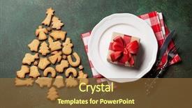  Presentation with christmas dinner - Presentation design enhanced with christmas dinner plate silverware gift background and a tawny brown colored foreground