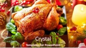  Presentation with christmas dinner - PPT theme with christmas dinner roasted chicken winter background and a tawny brown colored foreground