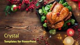  Presentation with christmas dinner - Slide deck consisting of christmas-dinner-roasted-chicken-winter background and a tawny brown colored foreground