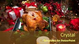  Presentation with christmas candles - Slides with christmas-dinner-roasted-chicken-winter background and a tawny brown colored foreground