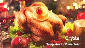  Presentation with design christmas holiday - Amazing PPT theme having christmas dinner roasted chicken winter backdrop and a tawny brown colored foreground