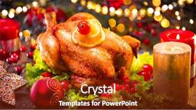  Presentation with christmas candles - Slides enhanced with christmas dinner roasted chicken winter background and a tawny brown colored foreground