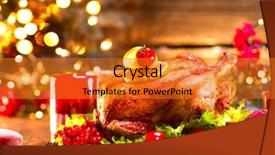  Presentation with christmas winter a table - Beautiful theme featuring christmas dinner roasted chicken winter backdrop and a gold colored foreground
