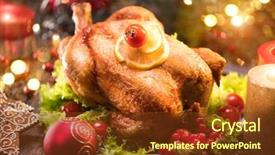  Presentation with christmas candles - Presentation theme consisting of christmas dinner roasted chicken winter background and a  colored foreground
