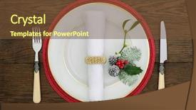  Presentation with christmas holly - Cool new slides with christmas dinner table setting backdrop and a tawny brown colored foreground