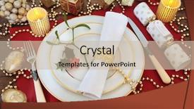  Presentation with cracker - Cool new presentation theme with serviette holly mistletoe gold bauble backdrop and a soft green colored foreground