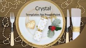  Presentation with cracker - Slide deck enhanced with decorations holly cutlery and napkin background and a coral colored foreground