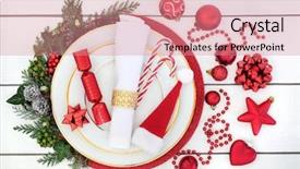  Presentation with christmas holly - Colorful PPT theme enhanced with christmas dinner table setting backdrop and a  colored foreground