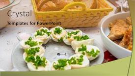  Presentation with mayonnaise - PPT theme featuring christmas-dinner-table-with-traditional background and a gold colored foreground