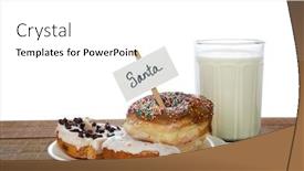  Presentation with white milk - Beautiful slide deck featuring christmas donuts fresh baked donuts and milk left for santa claus on christmas eve isolated on white room for text backdrop and a white colored foreground