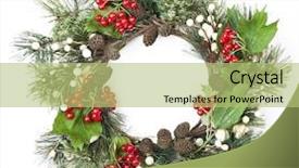  Presentation with white christmas - PPT theme with christmas door decoration isolated background and a mint green colored foreground