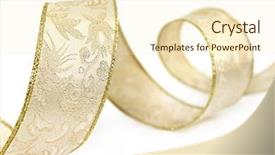  Presentation with curling - Presentation theme enhanced with christmas dove - golden brocade ribbon curling background and a cream colored foreground