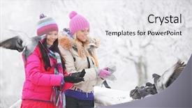  Presentation with spanish food and wine - Cool new presentation theme with christmas dove - winter women give food backdrop and a white colored foreground