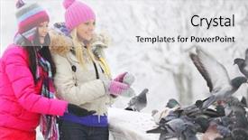  Presentation with fine food and wine spring - Beautiful PPT theme featuring christmas dove - winter women give food backdrop and a  colored foreground